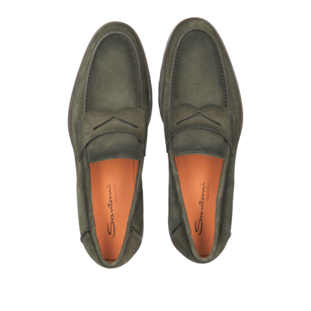 Santoni 18610 V49 slip-on shoe in green