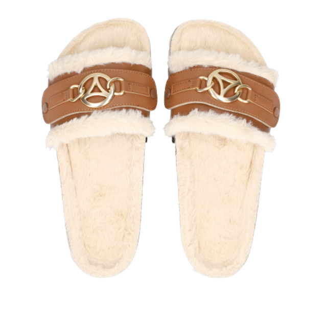 Hey Marly HM10-0033 CASUAL CORK FUR sandals in brown