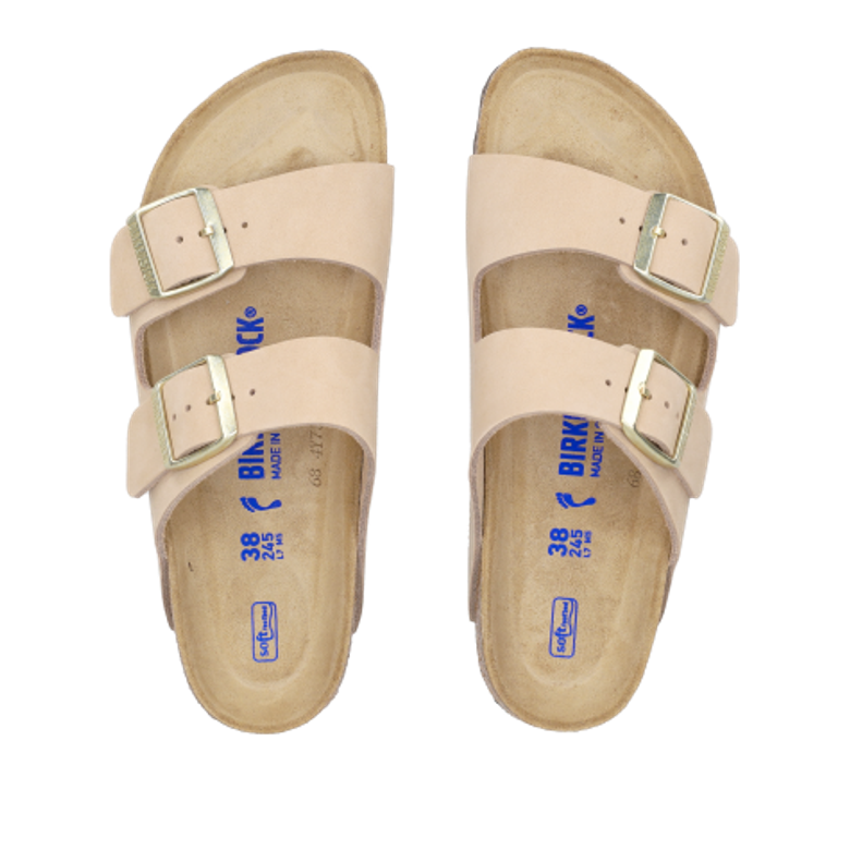 Birkenstock 1019016 ARIZONA SOFT FOOTBED NUBUK LEATHER sandals in beige