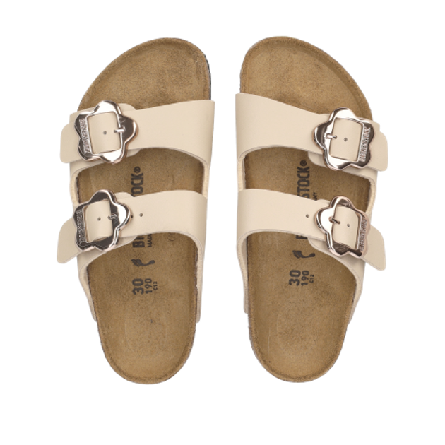 Birkenstock 1030419 ARIZONA FLOWER BUCKLE KIDS slippers in beige
