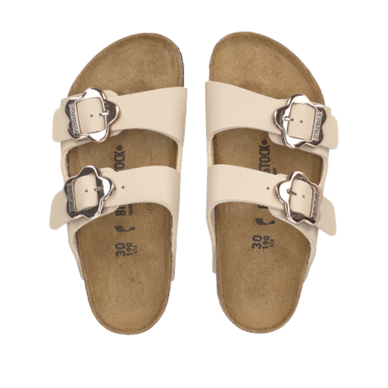 Birkenstock 1030419 ARIZONA FLOWER BUCKLE KIDS slippers in beige