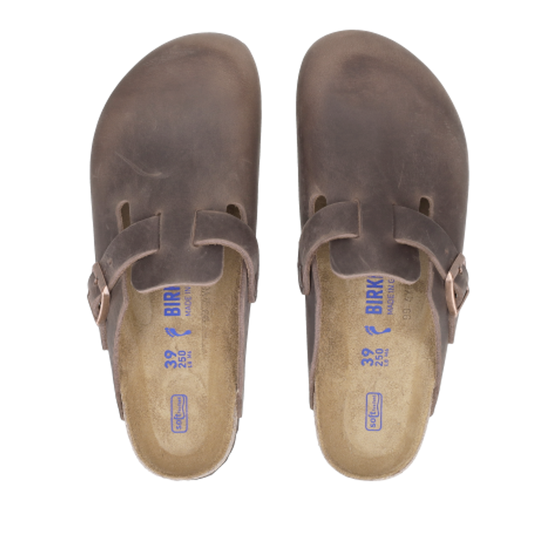 Birkenstock 159713 BOSTON SOFT FOOTBED NATURAL LEATHER slippers in brown