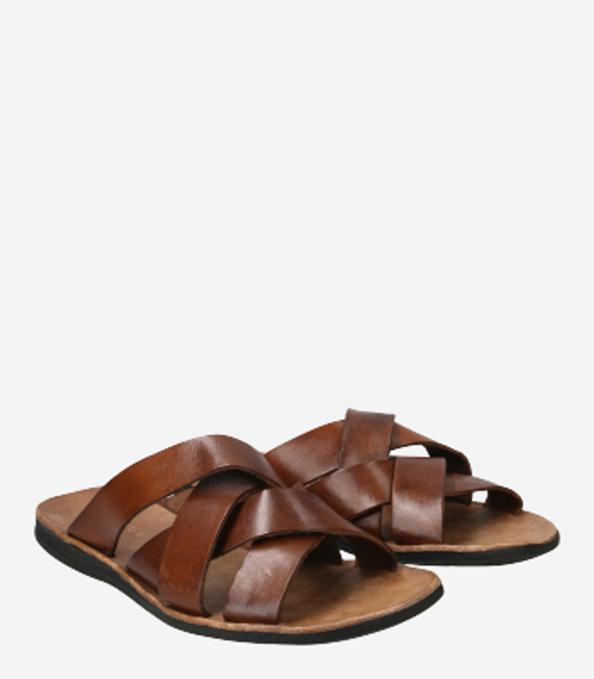 Brador Light Brown Leather Cross Slide Sandals Men’s Size 6 301XLIDE_MENS - Rainbow Sandals main image 4