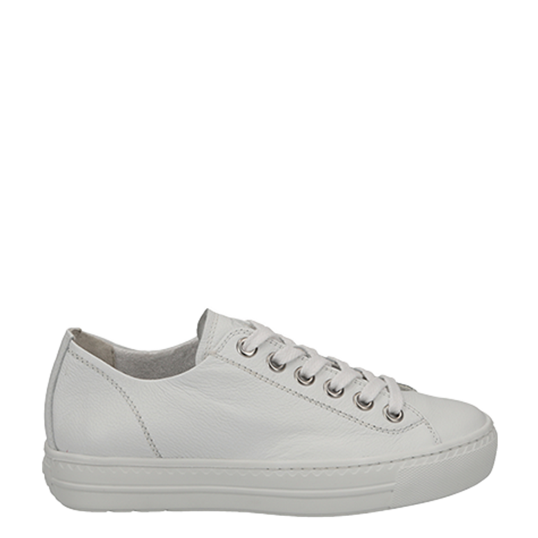 Paul Green 4946-00 White Leather Womens Lace Up Platform Trainers