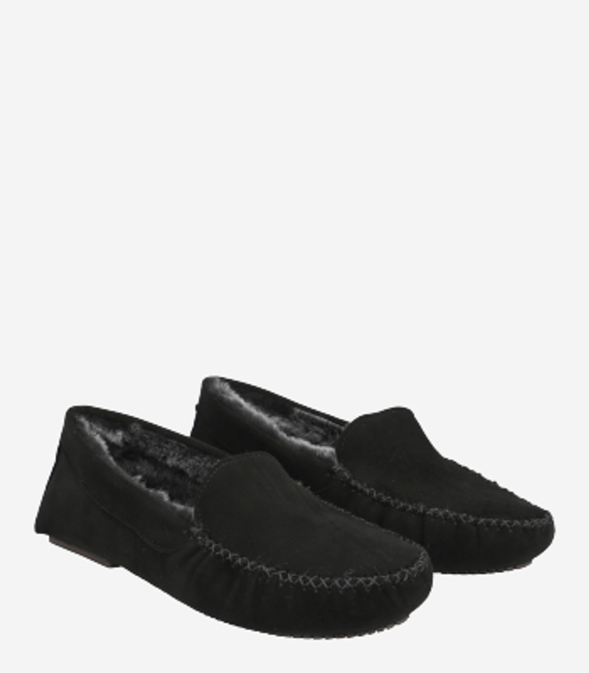 UGG Black Suede Slip-On Moccasins with Contrast Stitch UGG Ansley Suede Shearling Slip-On Loafers | Neiman Marcus main image 2
