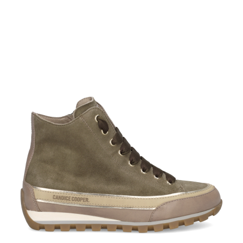 candice VELA MID FUR - Leather and shearling ankle sneakers - Off white
