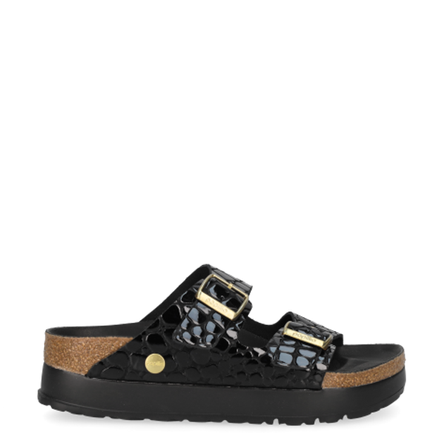 Birkenstock 1029045 ARIZONA PAP FLEX PLATFORM PATENT LEATHER sandals in black
