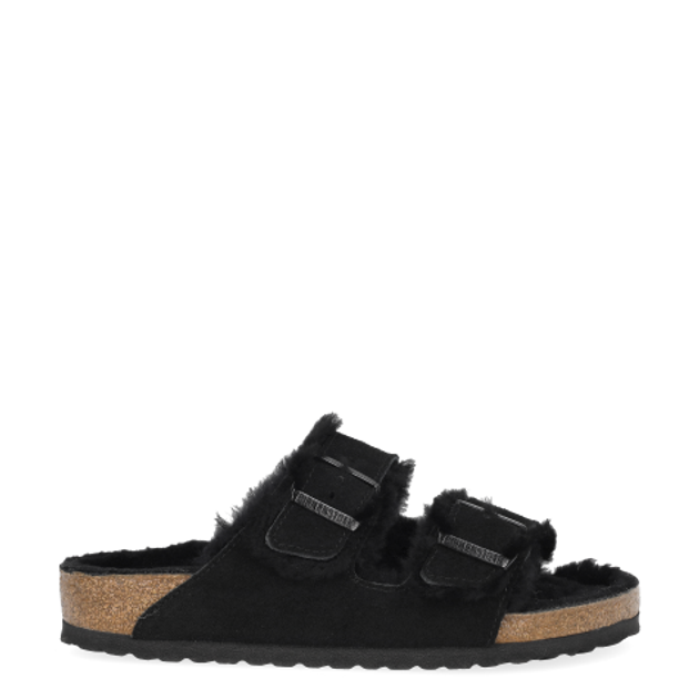 Birkenstock 752661 Arizona Fur slippers in black
