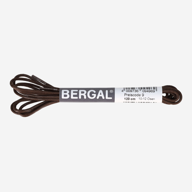 Bergal round laces thin waxed - brown, dark - back view