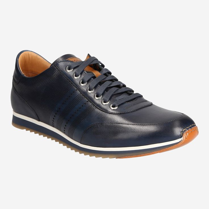 Navy Blue Urban Style: Magnanni Navy Blue Sneakers Mens