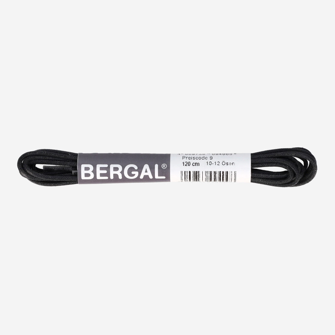 Bergal round laces thin waxed - black - front view