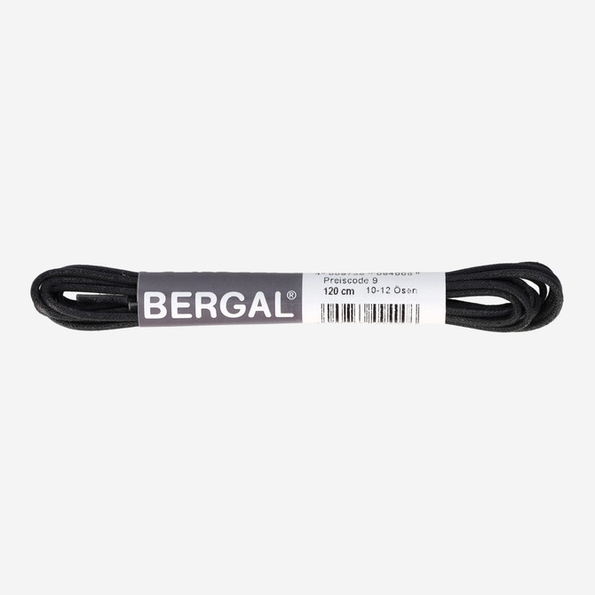 Bergal round laces thin waxed - black - front view