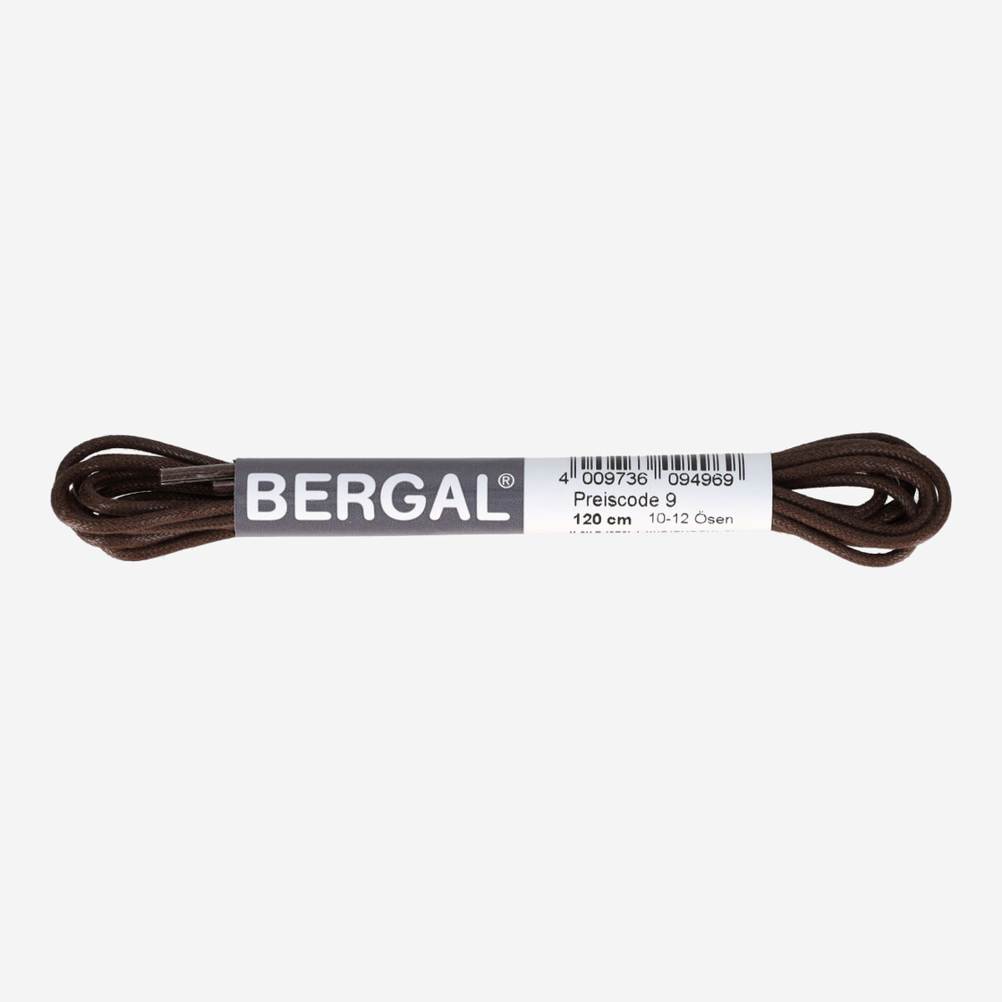 Bergal round laces thin waxed - brown, dark - front view