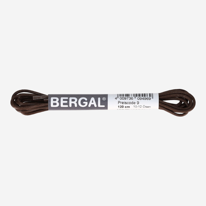 Bergal round laces thin waxed - brown, dark - front view