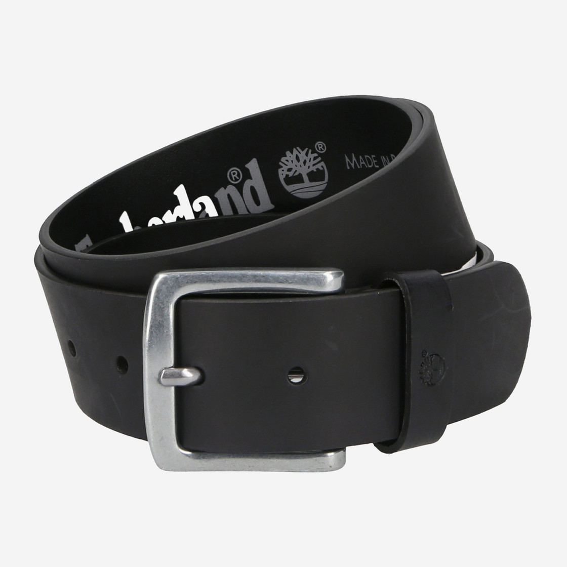Timberland Casual Leather Man Belt - Black - Front View