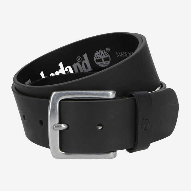 Timberland Casual Leather Man Belt - Black - Front View