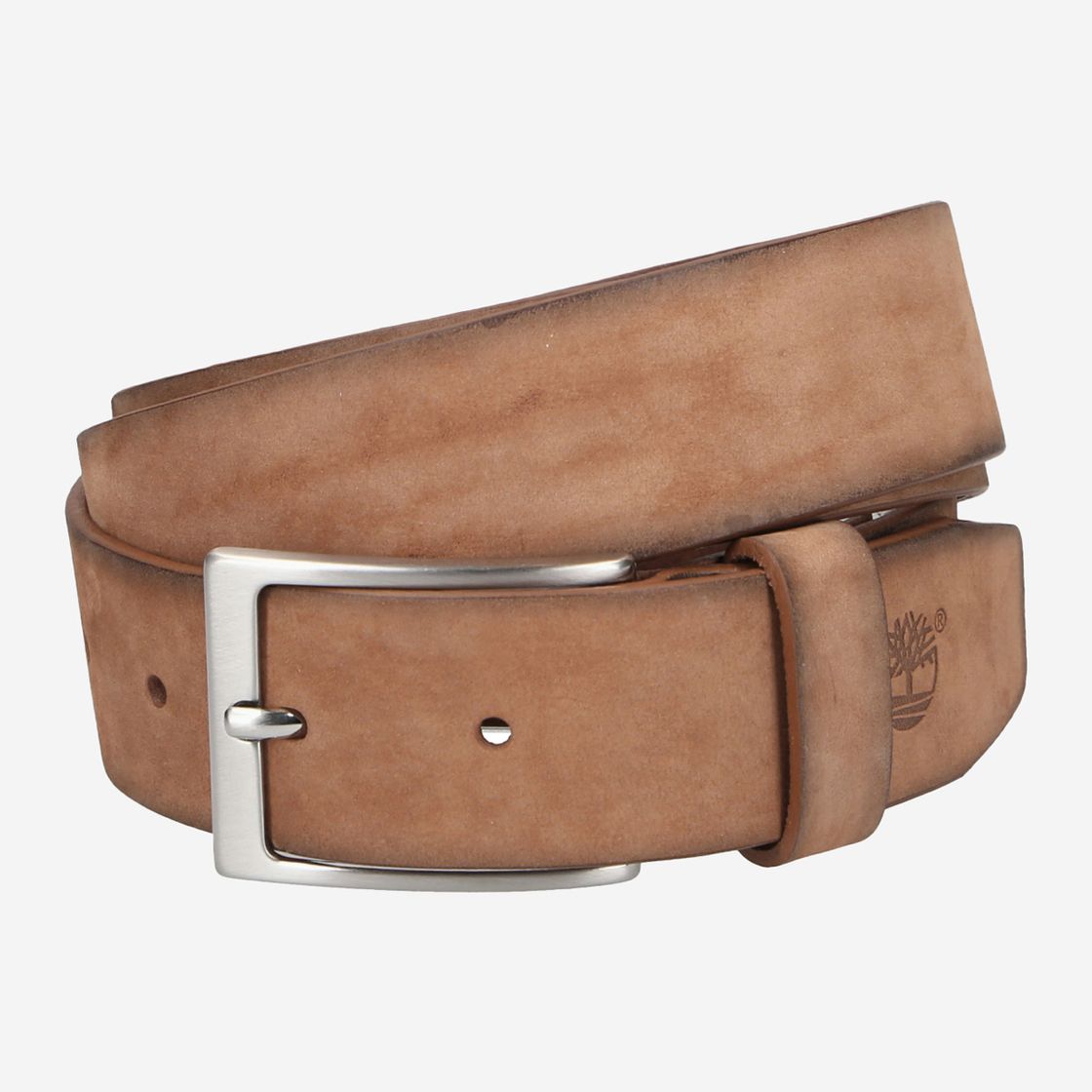 Timberland Washed Leather Belt - Brown - Front View