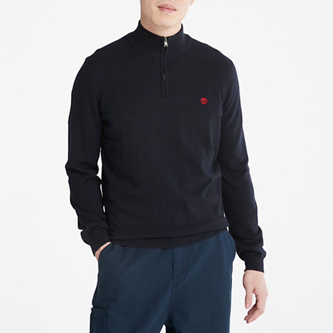 Timberland A2BF6 Merino 1/2 Zip Sweater D - Blue - Back View