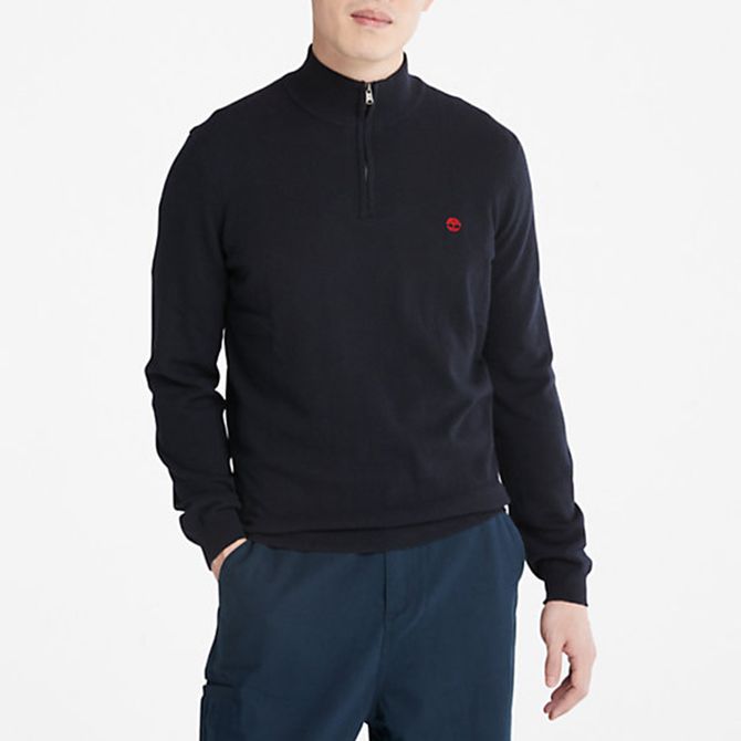 Timberland A2BF6 Merino 1/2 Zip Sweater D - Blue - Back View