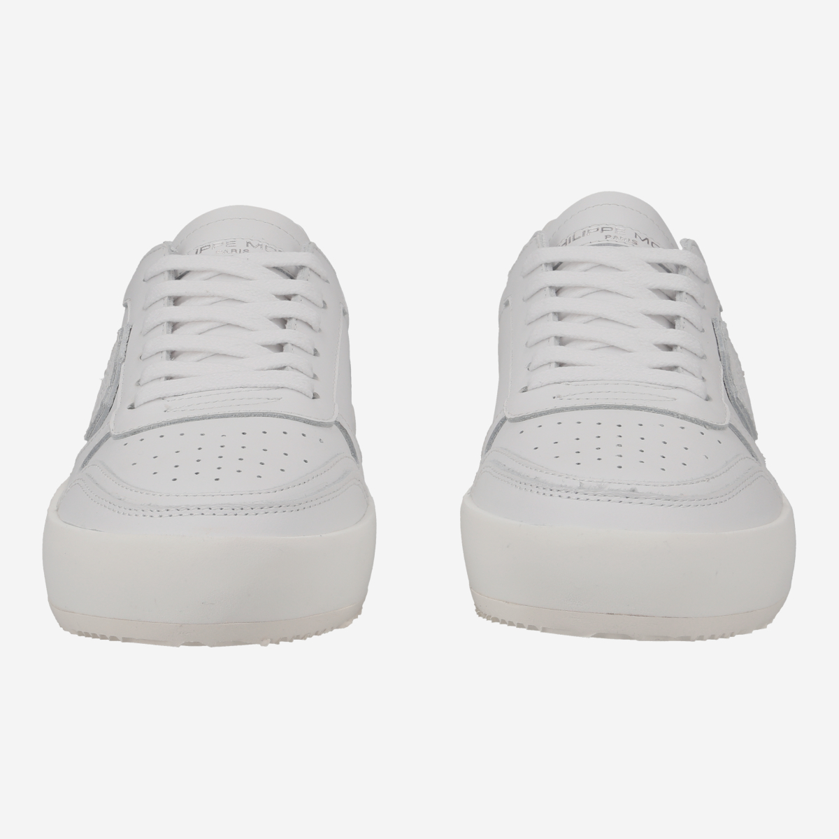 【関税込み】Sneakers Nice Low Woman - Philippe Model - Leath Nice Sneakers: Woman's White/Black Shoes | Philippe Model Paris