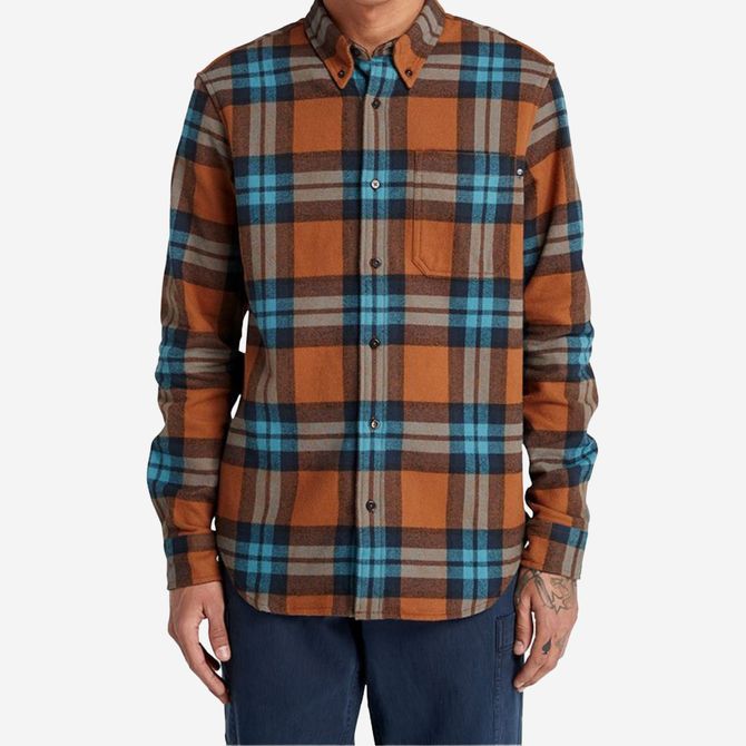 Timberland A6GKH LS Heavy Flannel Plaid A - Colorful/ Cognac/ Blue - Front View