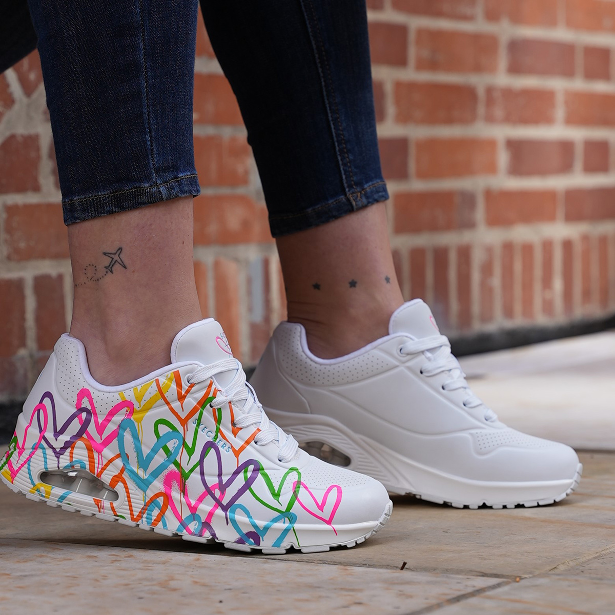 SKECHERS UNO ウノ HIGHLIGHT LOVE ホワイト マルチ Skechers UNO HIGHLIGHT LOVE Sneakers in white,combined buy