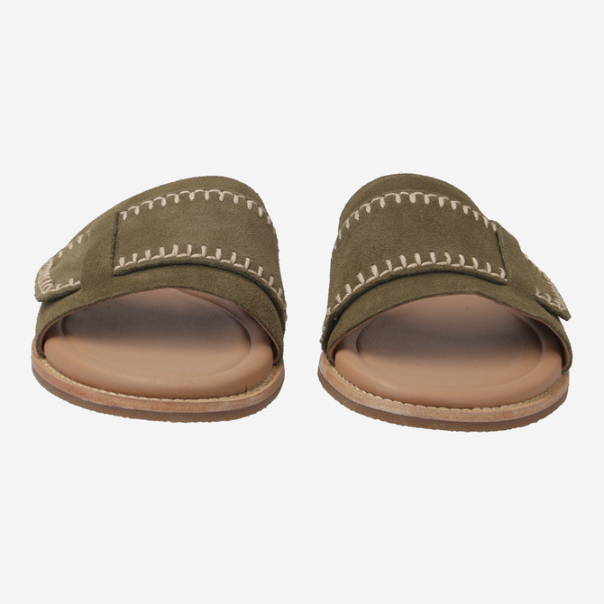 Clarks Maritime Mule - Green/ Olive - Front view