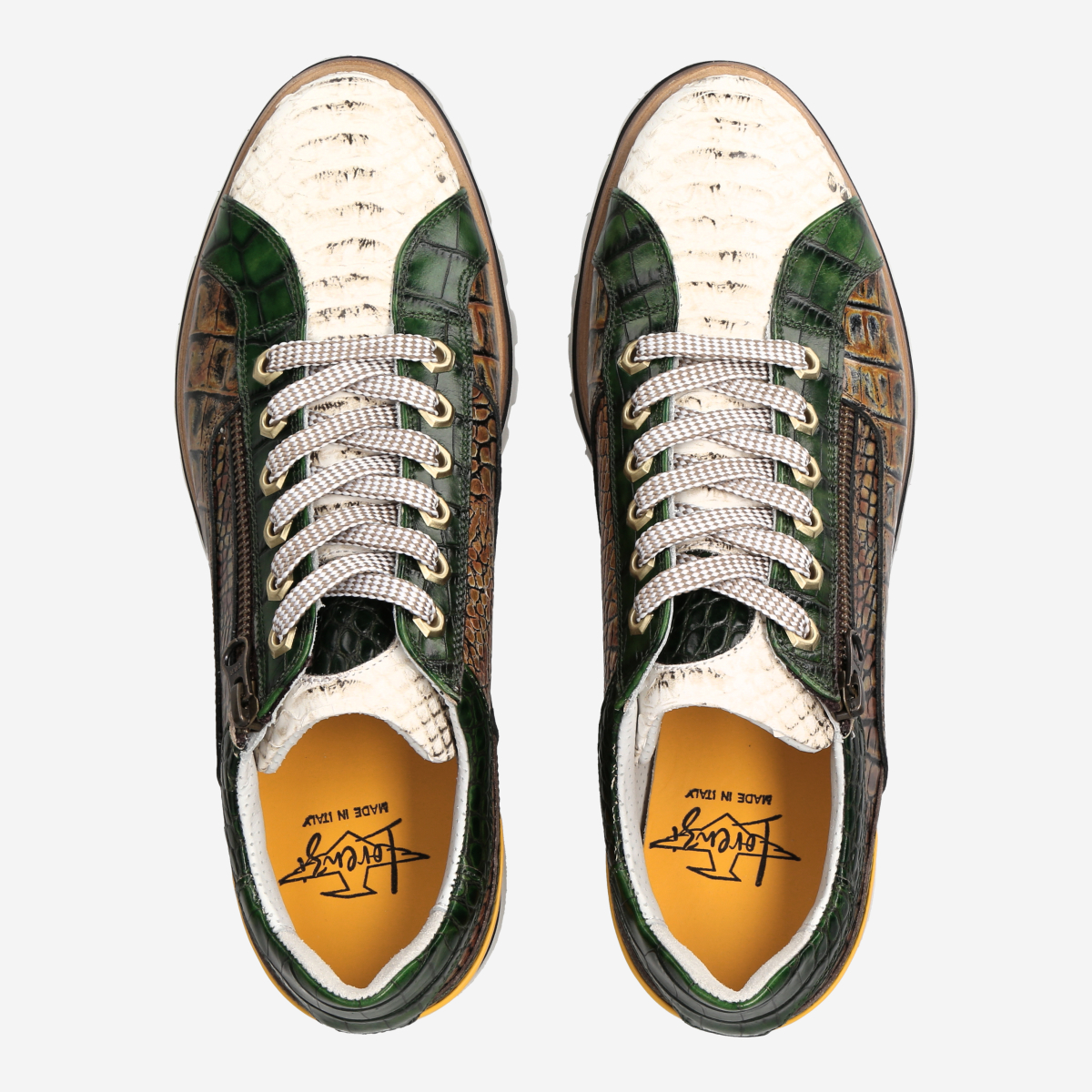 Lorenzi 9634 TROPEA LATTE VERDE Sneakers in green combined buy online