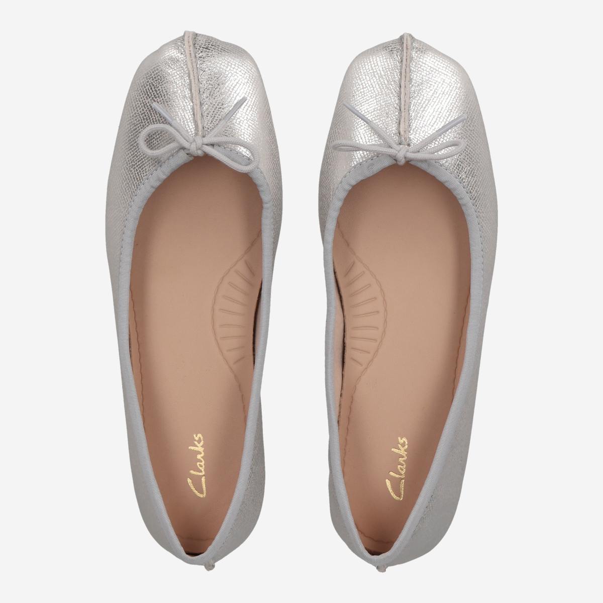 Clarks silver flats online