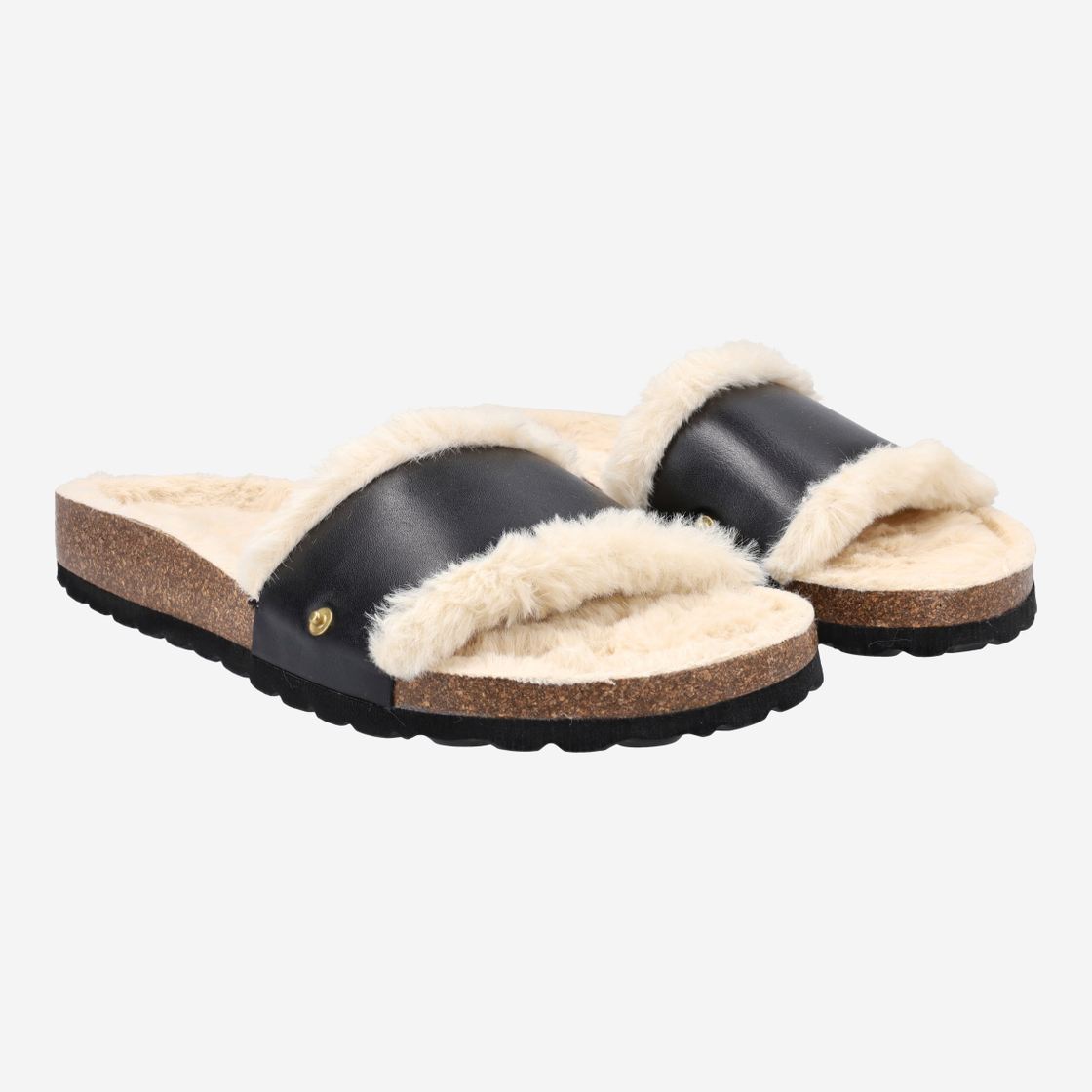 Hey Marley CASUAL CORK FUR - Black