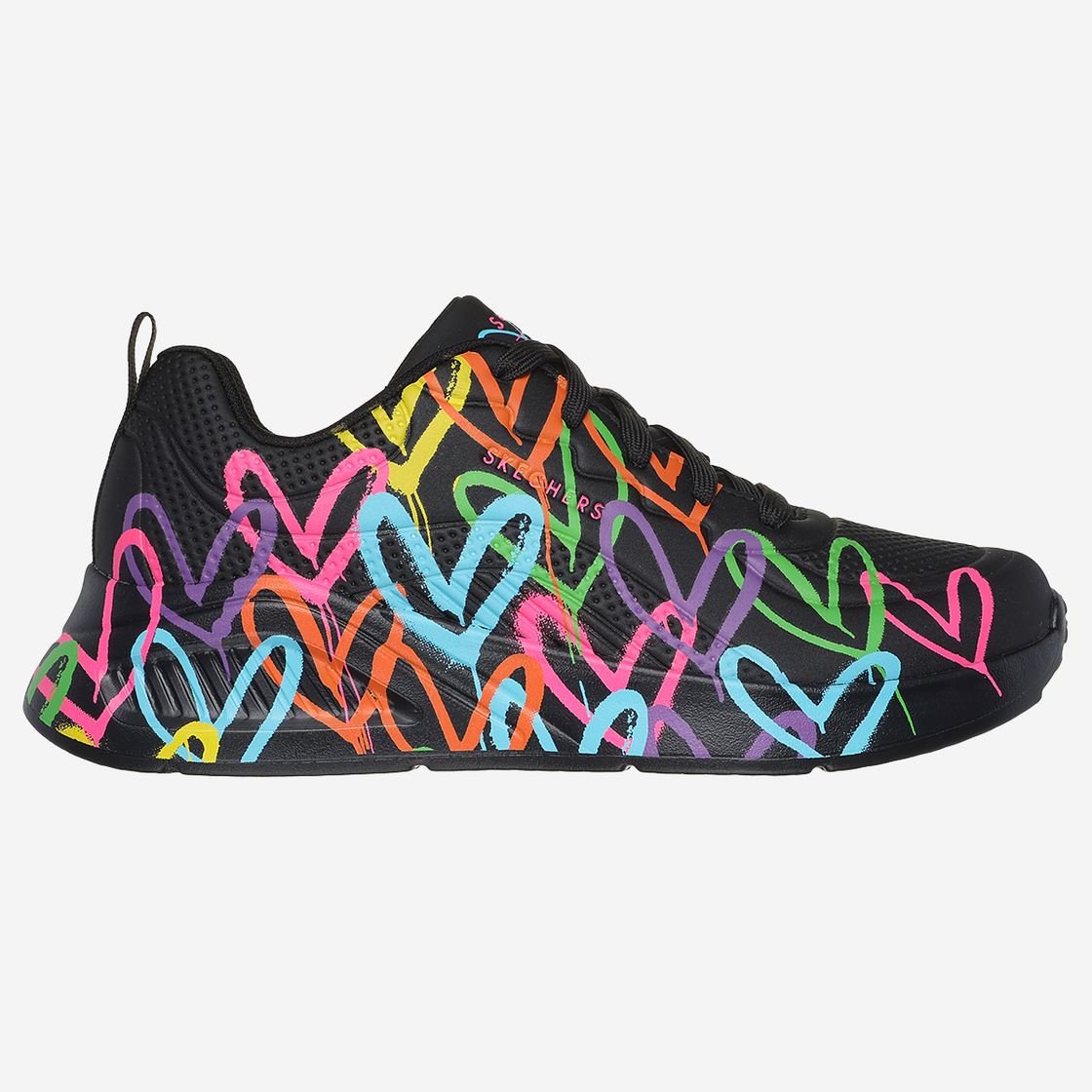 Skechers UNO LITE HEART OF HEARTS - Black, combined - Back view