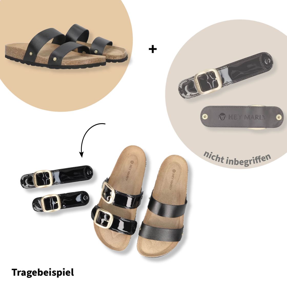 Hey Marley CASUAL CORK - Black - Front view