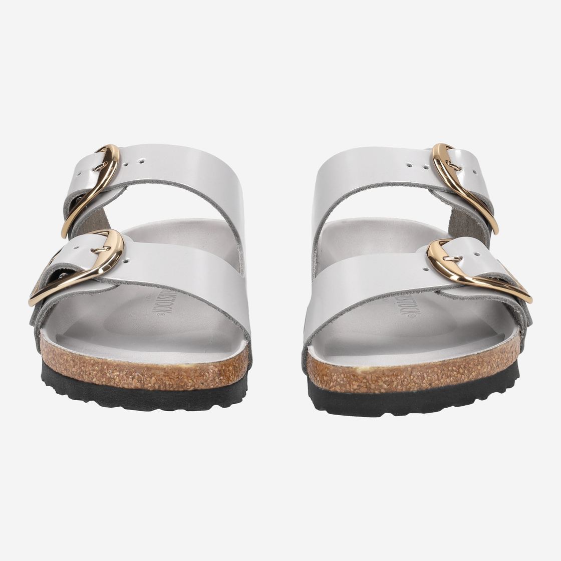 birkenstock ARIZONA BIG BUCKLENATURAL LEAT - Gray - Front view