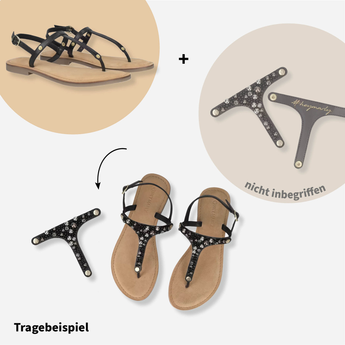 Hey Marley BASE SANDAL - Black - Front view