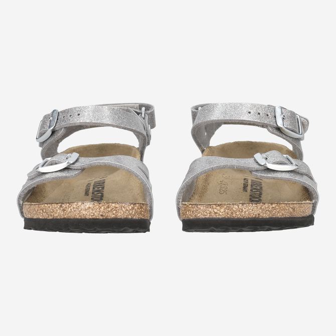 birkenstock RIO KIDS BIRKO-FLOR - Silver - Front view