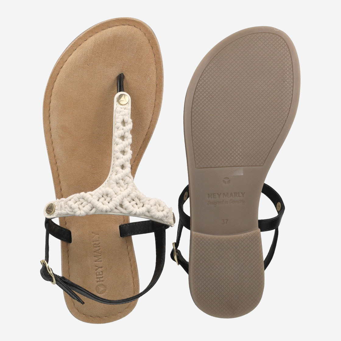 Hey Marley BASE SANDAL - Black - Top view