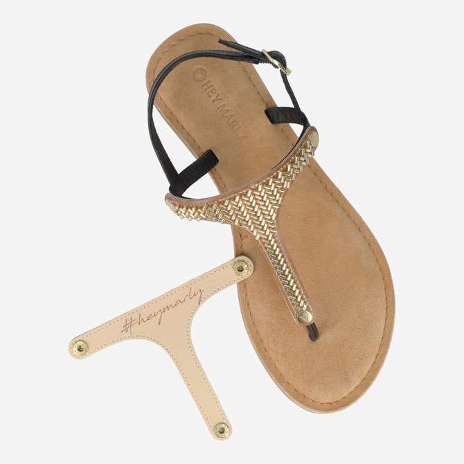 Hey Marley METALLIC BEADS TS - Brown - Sole