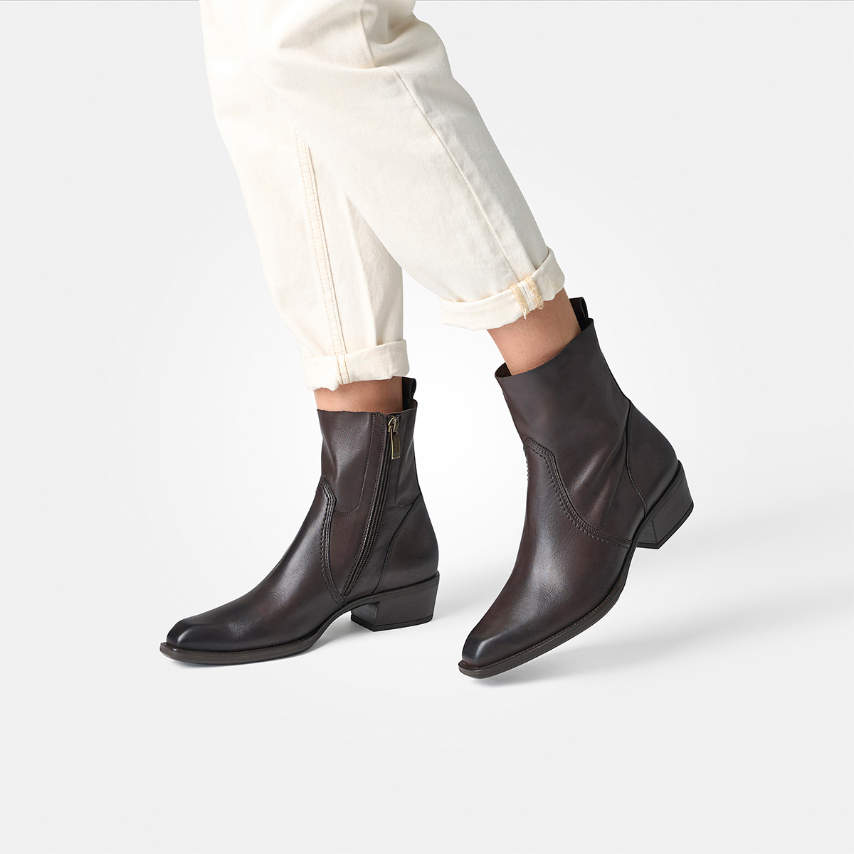 paulgreenレザー ブーツ ブラウン Paul Green 8276-018 Ankle Boots in brown buy online
