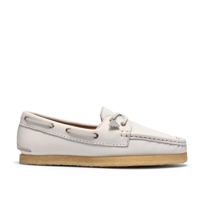Clarks Godney Boat - White - Back view