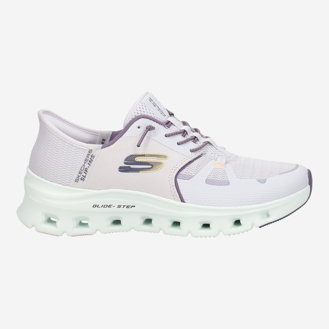 Skechers GLIDE STEP - Weiß / Lila - Rückansicht