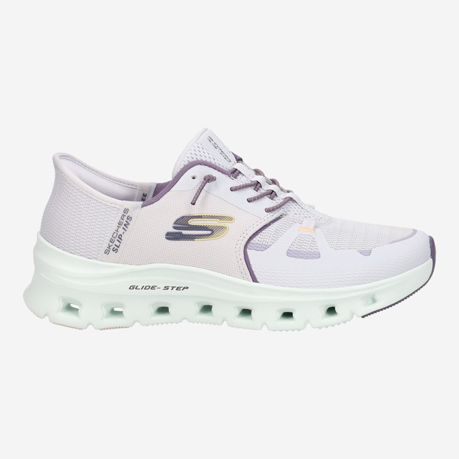 Skechers GLIDE STEP - Weiß / Lila - Rückansicht