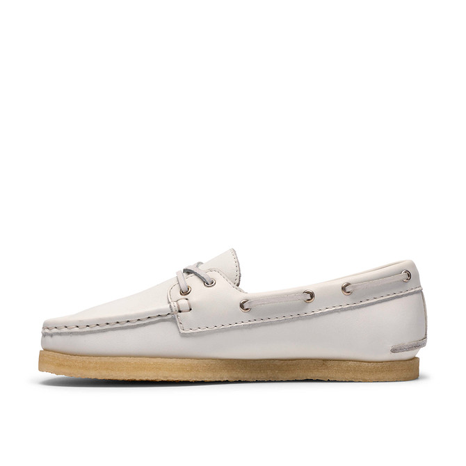 Clarks Godney Boat - White - Front view