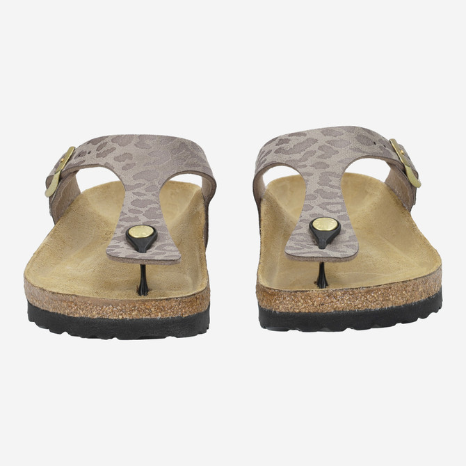 birkenstock GIZEH SYNTHETIQUE - Grau, Leo-Look - Frontansicht