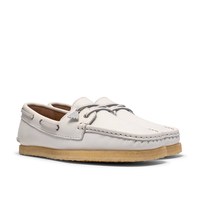 Clarks Godney Boat - White - Side view