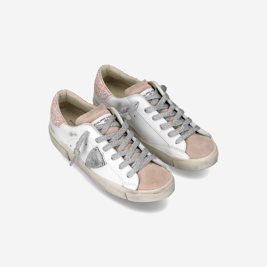 Philippe Model PRSX LOW - Vintage White / Rosé / Silver - Side view
