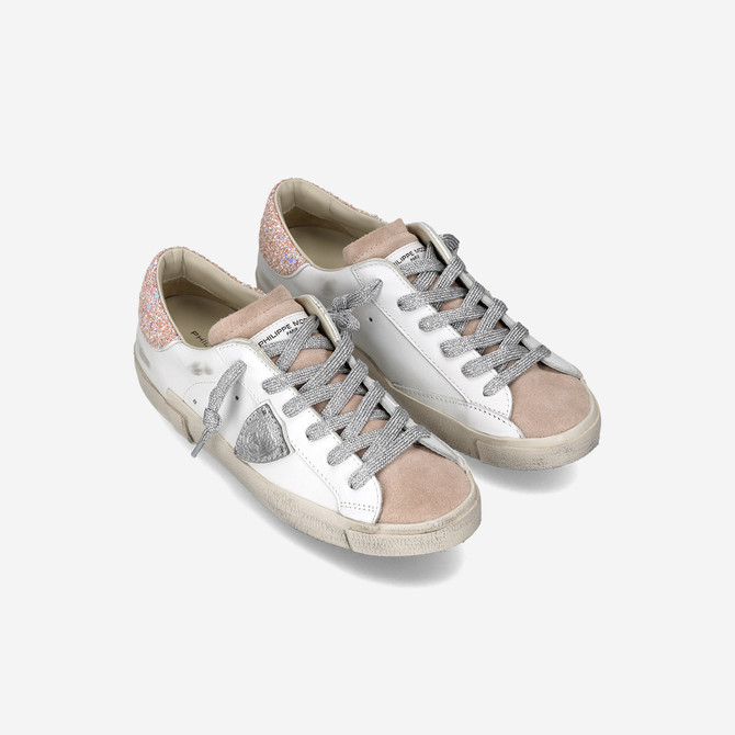 Philippe Model PRSX LOW - Vintage White / Rosé / Silver - Side view