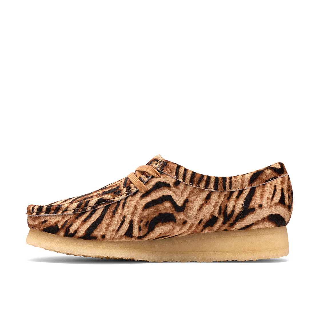 Clarks Wallabee - Beige, tiger print - top view