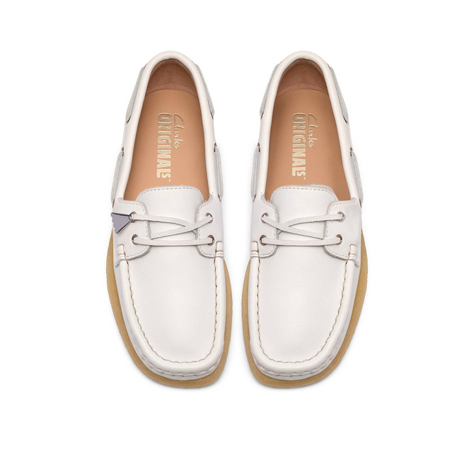 Clarks Godney Boat - White - Sole