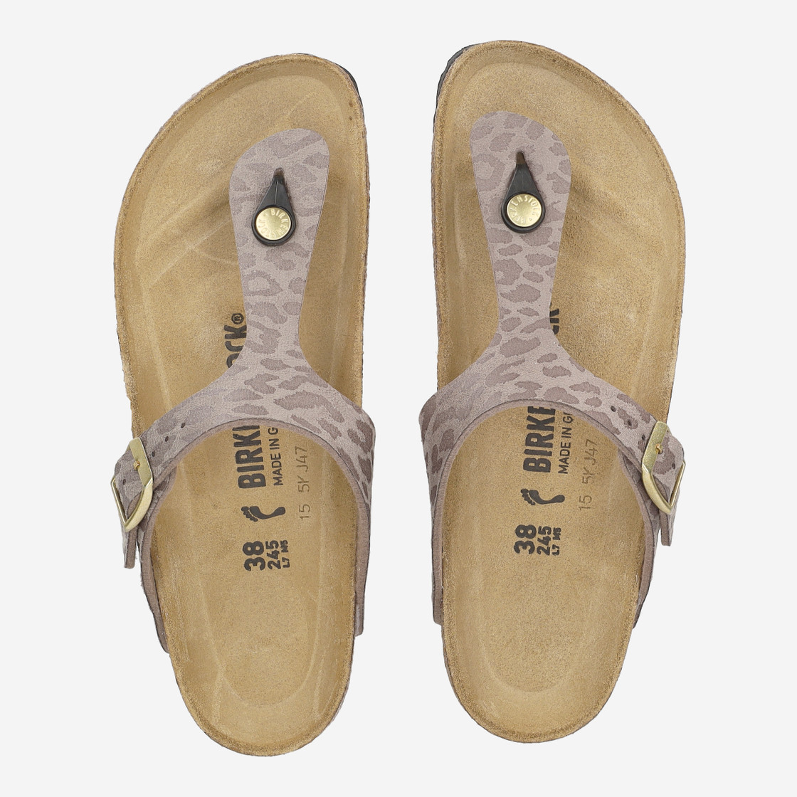 birkenstock GIZEH SYNTHETIQUE - Grau, Leo-Look - Sohle