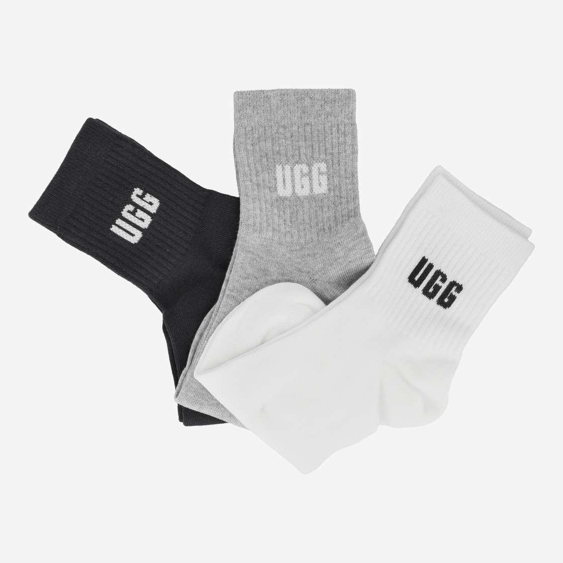 UGG Australia QUINLIN LOGO QUARTER 3-PACK - White, Assorted - Back View